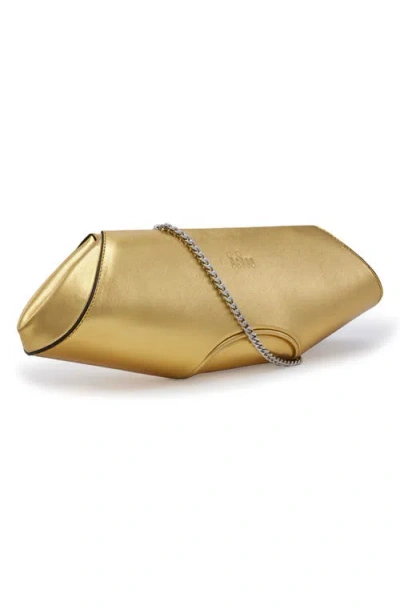 Behno Elizabeth Leather Baguette Clutch In Gold