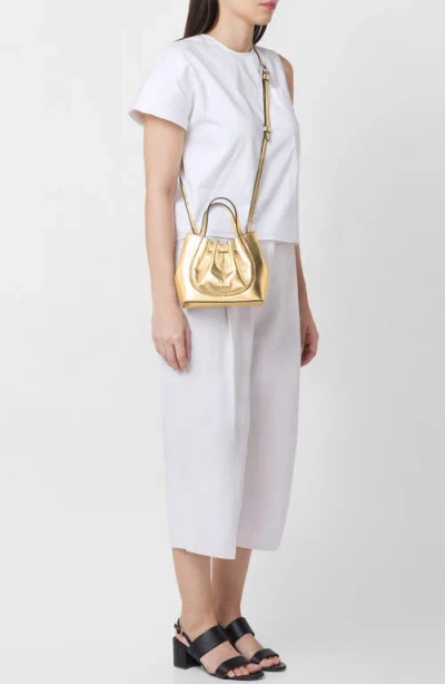 Behno Mini Katrina Metallic Leather Crossbody Tote In Gold