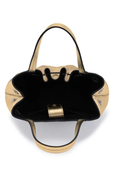 Behno Mini Katrina Metallic Leather Crossbody Tote In Gold