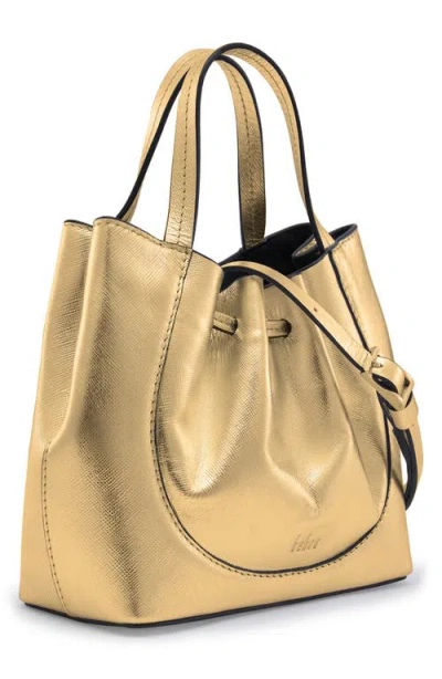 Behno Mini Katrina Metallic Leather Crossbody Tote In Gold