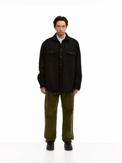 Vowels Double Pocket Shirt Jacket In Black