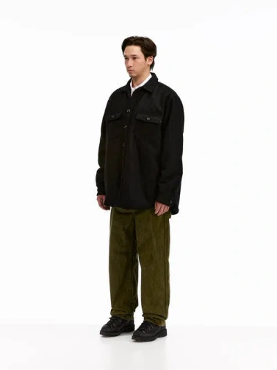 Vowels Double Pocket Shirt Jacket In Black