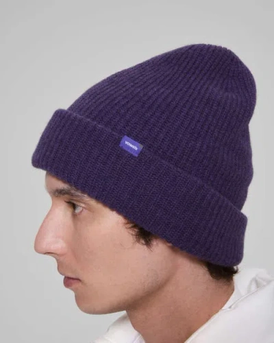 Vowels Solid Wool Blend Beanie In Purple