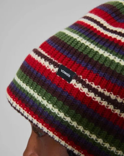 Vowels Striped Wool Blend Beanie In Multi
