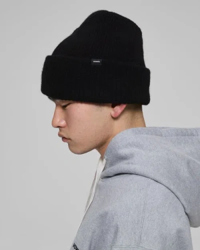 Vowels Solid Wool Blend Beanie In Black