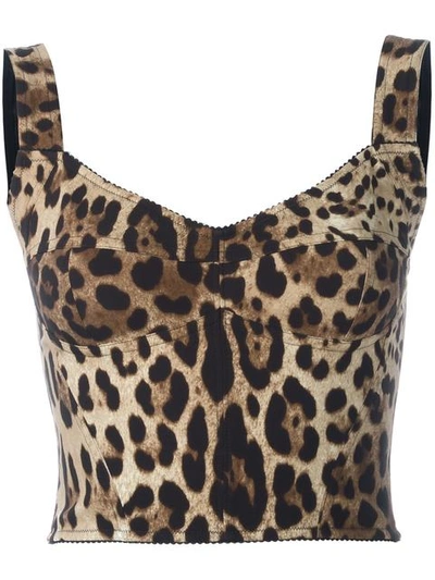 Dolce & Gabbana Leopard Printed Stretch Silk Cady Top