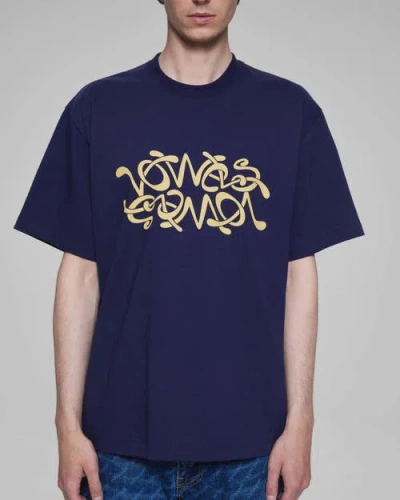 Vowels Double Scribble Tee In Blue