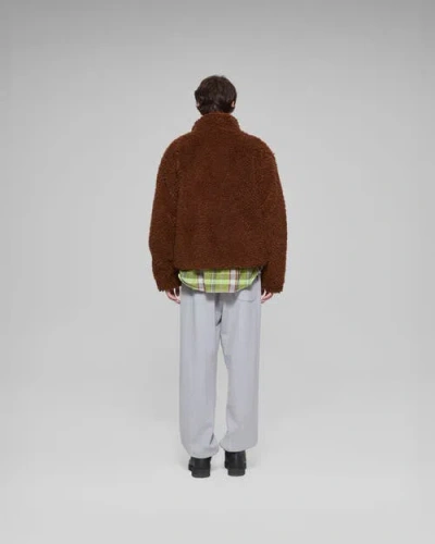 Vowels Fleece Jacket In Brown