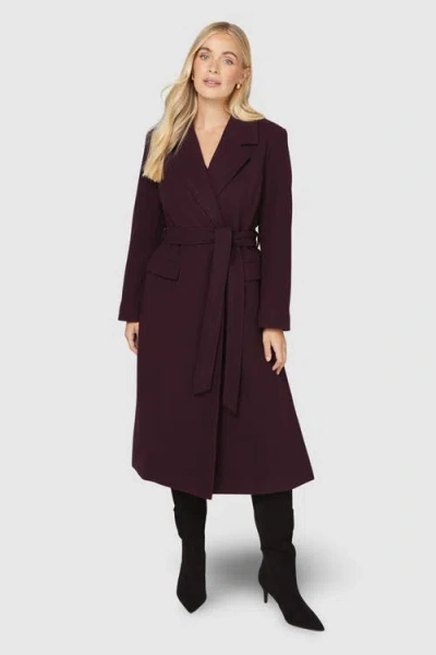 Wallis Petite Longline Belted Coat In Purple