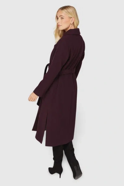 Wallis Petite Longline Belted Coat In Purple