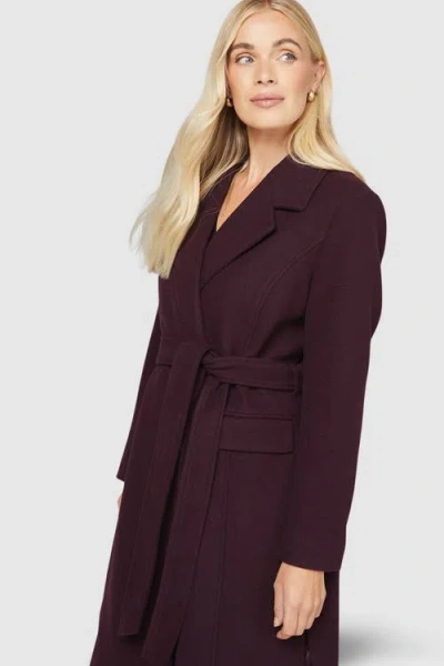 Wallis Petite Longline Belted Coat In Purple