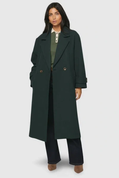 Wallis Double Breasted Car Coat In Green