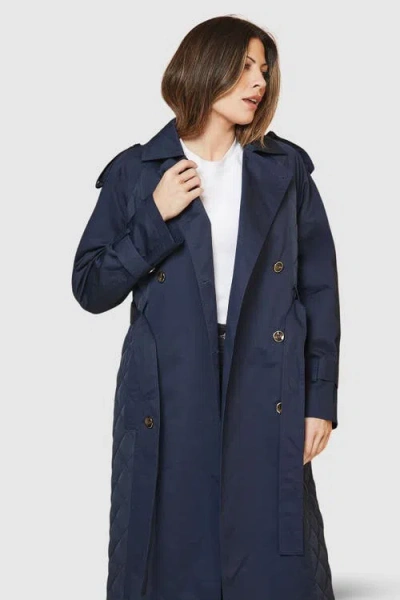 Wallis Padded Belted Trench Coat In Blue