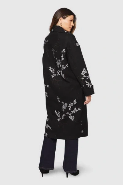 Wallis Floral Three Button Collared Coat In Black