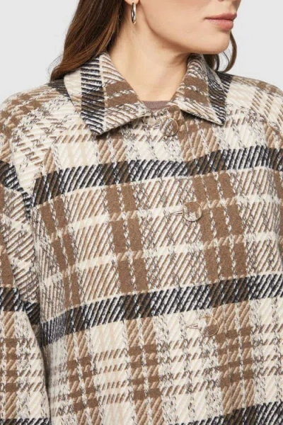 Wallis Button Through Check Coat In Brown