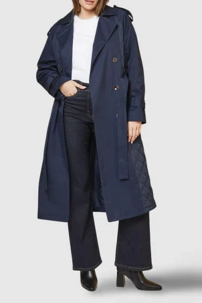 Wallis Padded Belted Trench Coat In Blue