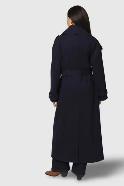 Wallis Wide Lapel Trench Coat In Blue