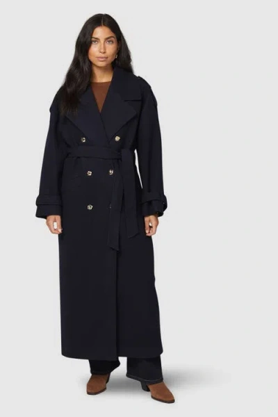 Wallis Wide Lapel Trench Coat In Blue