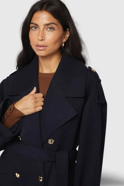 Wallis Wide Lapel Trench Coat In Blue