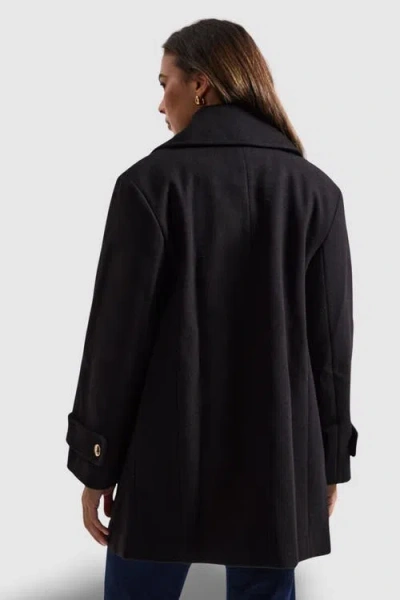 Wallis Mid Length Double Breasted Coat In Black