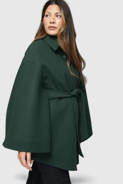 Wallis Wool Mix Belted Cape In Green