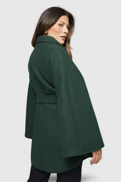 Wallis Wool Mix Belted Cape In Green