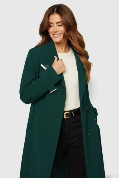Wallis Double Crepe Wrap Belted Coat In Green