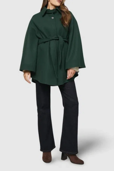 Wallis Wool Mix Belted Cape In Green