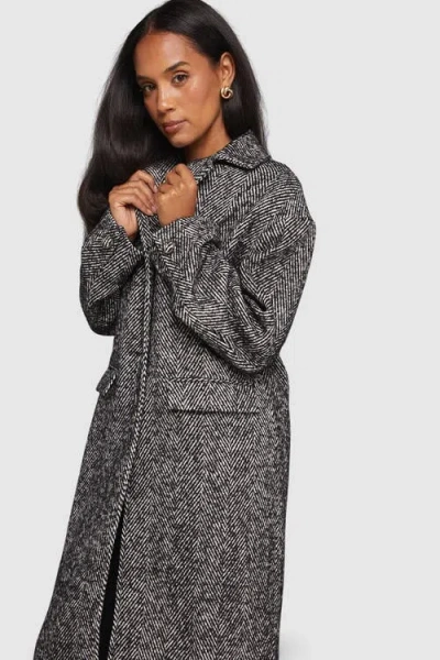 Wallis Collared Cuff Detail Maxi Coat In Black