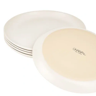 Gharyan Stoneware Family Feast Dinnerware, Set Of 13 Pieces In White