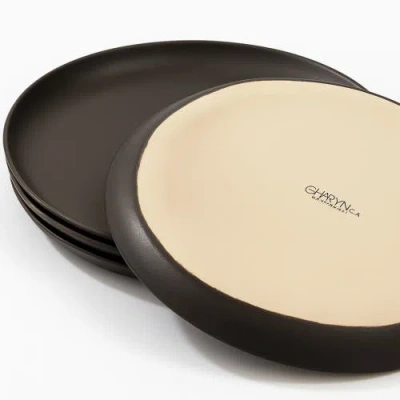 Gharyan Stoneware Family Feast Dinnerware, Set Of 13 Pieces In Black