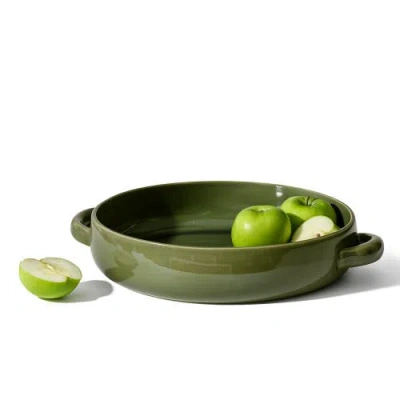 Gharyan Stoneware Family Feast Dinnerware, Set Of 13 Pieces In Green