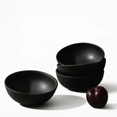 Gharyan Stoneware Organic Shaped Dinnerware Dadasi, Set Of 16 In Black