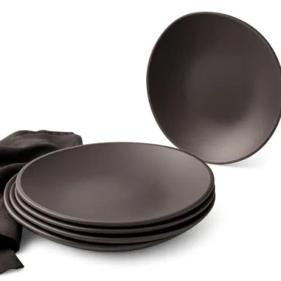 Gharyan Stoneware Organic Shaped Dinnerware Dadasi, Set Of 16 In Black