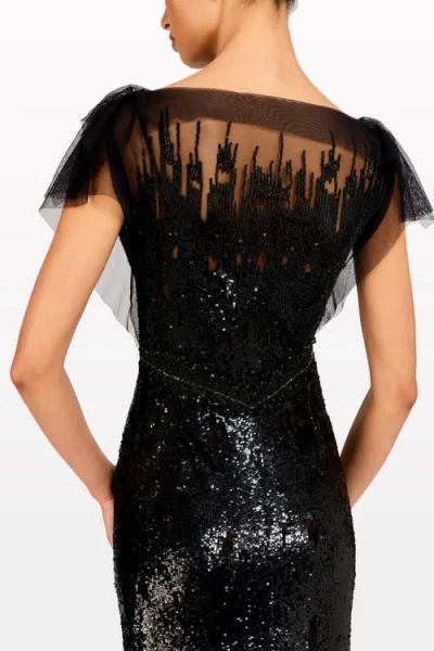 Jenny Packham Bonnie Sequin-embellished Tulle Dress In Black