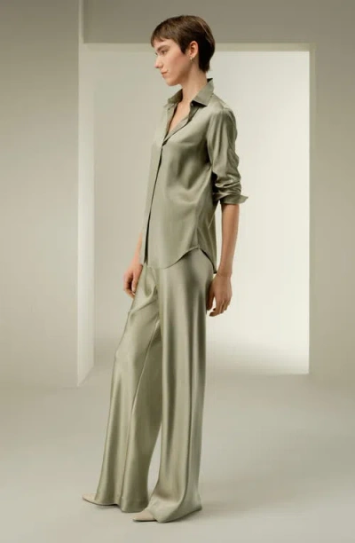 Lilysilk Timeless Silk Charmeuse Shirt In Green