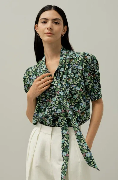 Lilysilk Puff-sleeve Blouse In Multi