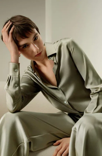 Lilysilk Timeless Silk Charmeuse Shirt In Green