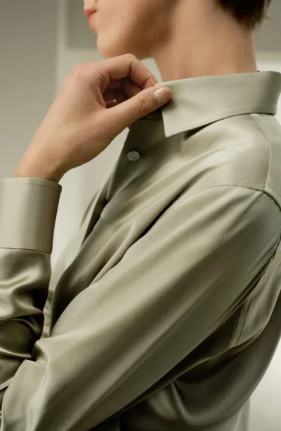 Lilysilk Timeless Silk Charmeuse Shirt In Green