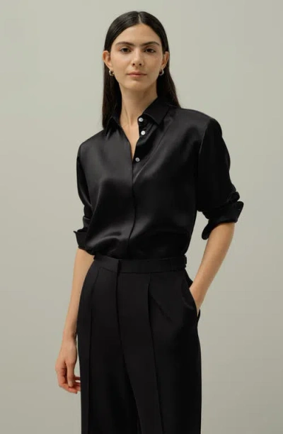 Lilysilk X Lydia Tomlinson Bianca Shirt In Black