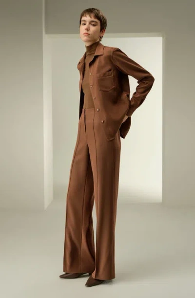 Lilysilk Basic Silk Spread Collar Shirt In Brown