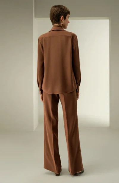 Lilysilk Basic Silk Spread Collar Shirt In Brown