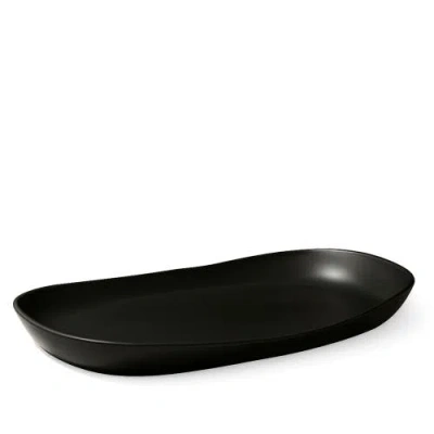 Gharyan Stoneware Serving Platter, Bowl & Olive Wood Servers, Set Of 4 In Black