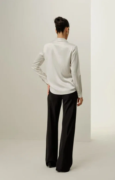 Lilysilk Basic Concealed Placket Silk Shirt In White