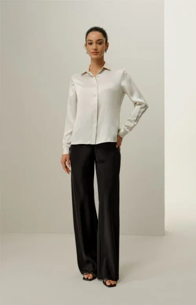 Lilysilk Basic Concealed Placket Silk Shirt In White