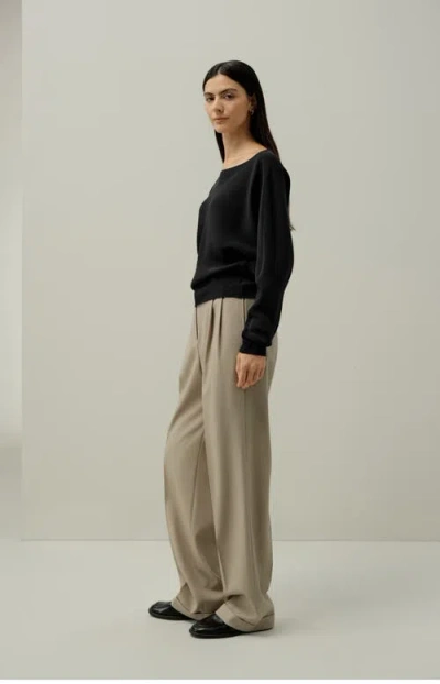 Lilysilk Long Sleeve Gathered Silk Top In Black