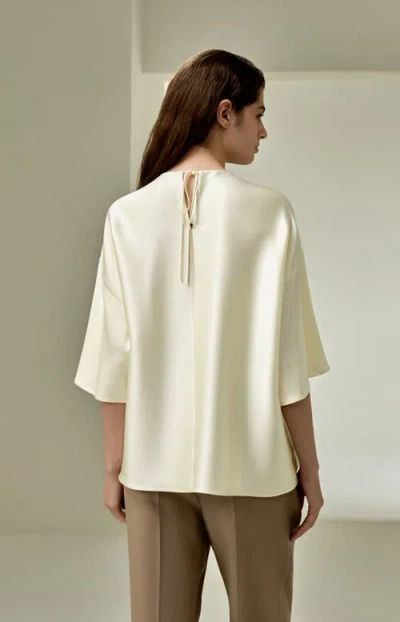 Lilysilk Relaxed Silk Crewneck Blouse In White