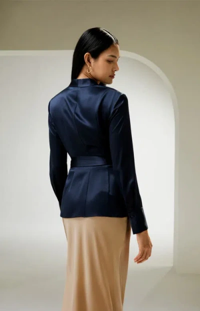 Lilysilk Silk Wrap Blouse In Blue