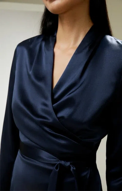 Lilysilk Silk Wrap Blouse In Blue