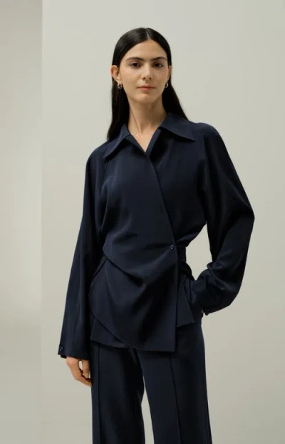 Lilysilk Multipositional Silk Shirt In Blue